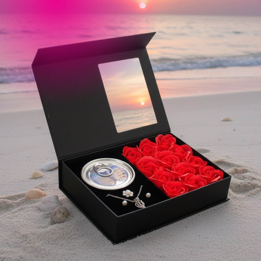 Wish Pearl Necklace Gift Box with 12 soap Rose🎁