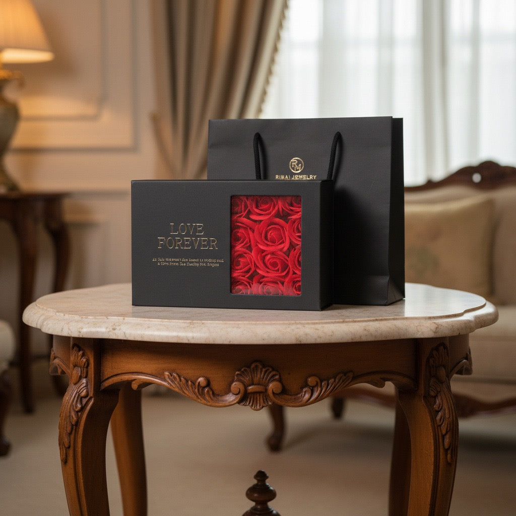 💝Wish Pearl Necklace Gift Box with 12 soap Rose🎁