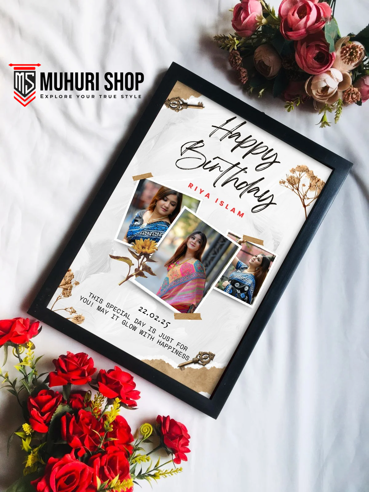 🌸 প্রিমিয়াম কাস্টমাইজড ফটো ফ্রেম  জন্মদিন ও অ্যানিভার্সারি গিফট 🌸